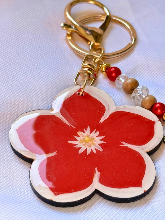 Chaveiro Flor Vermelha Artesanal 🌺✨
