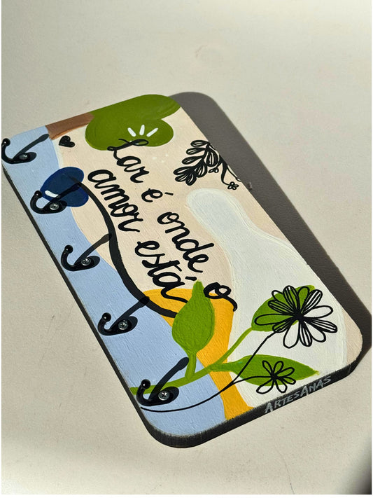 Porta-Chaves Pintura Orgânica “Lar é onde o Amor está”