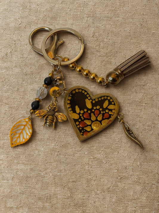 Chaveiro Coração Dourado Artesanal