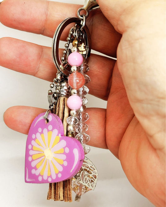 Chaveiro Artesanal Coração Lilás ✨