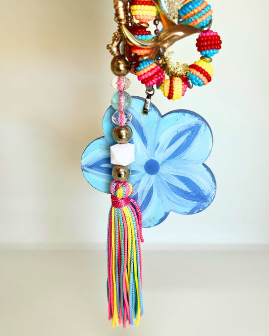 Chaveiro Flor Azul Colorida – Arte Exclusiva