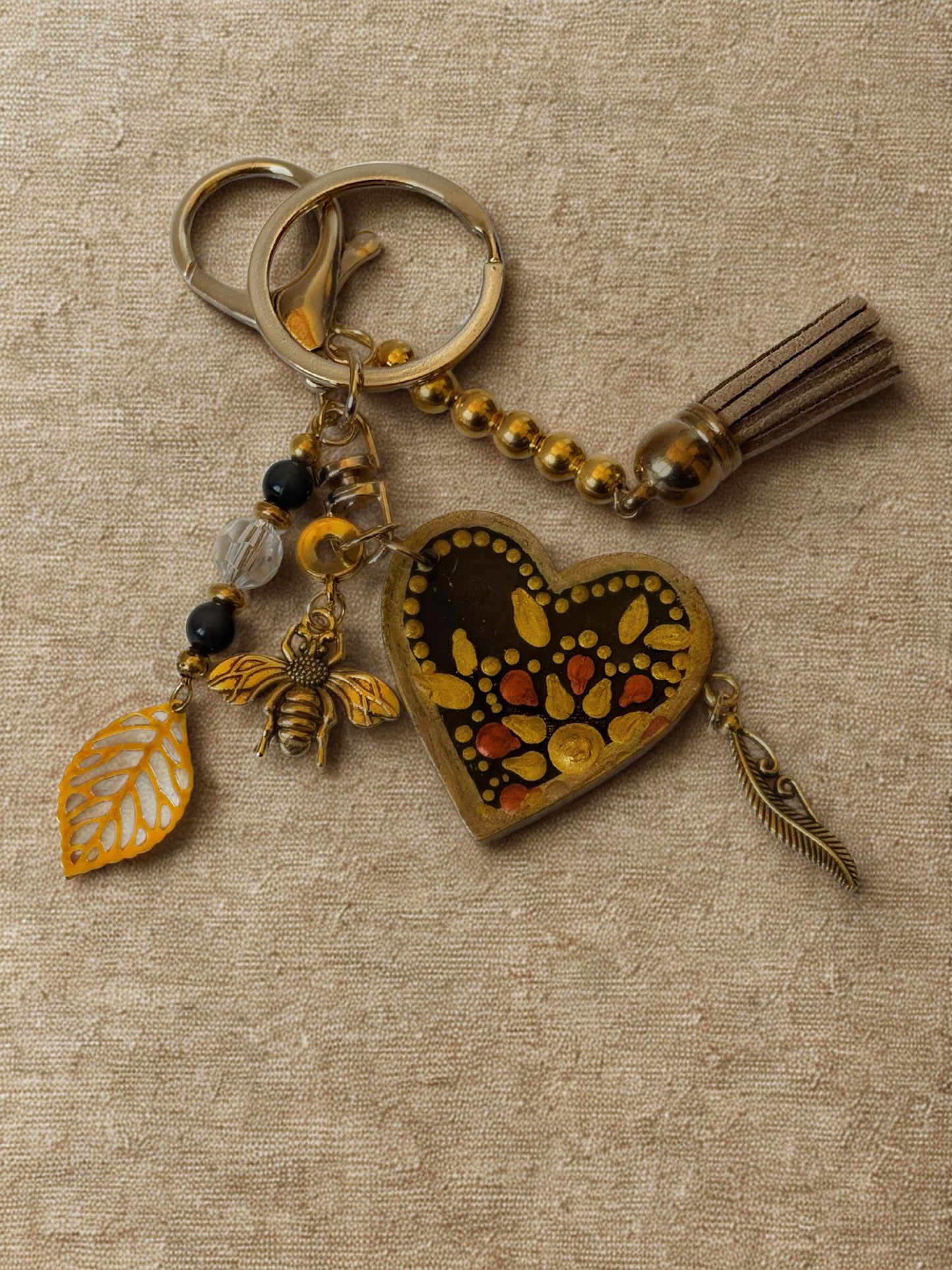 Chaveiro Coração Dourado Artesanal