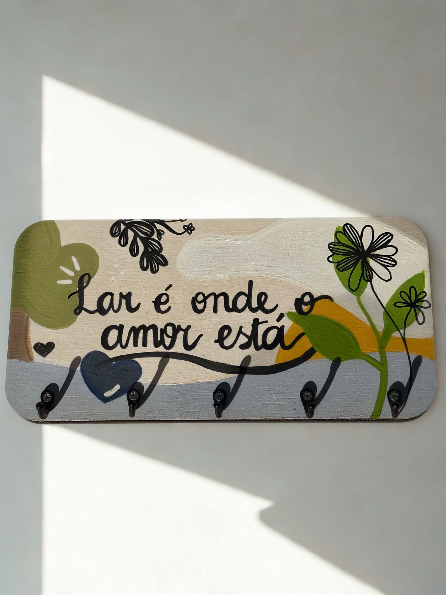 Porta-Chaves Pintura Orgânica “Lar é onde o Amor está”