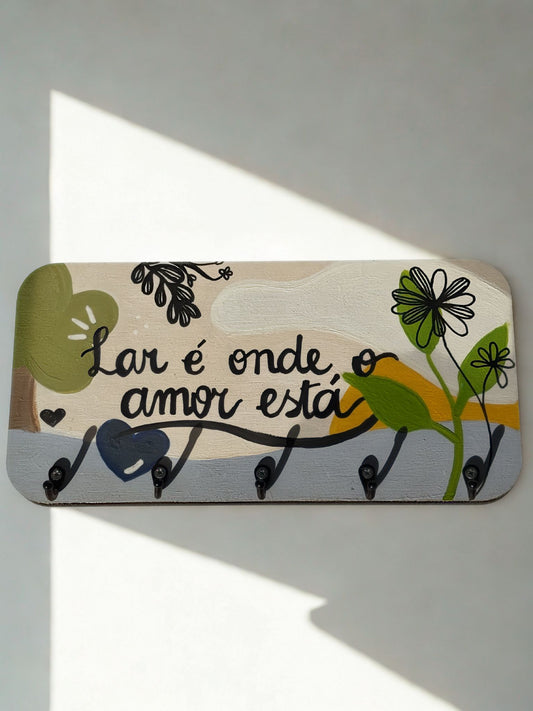 Porta-Chaves Pintura Orgânica “Lar é onde o Amor está”