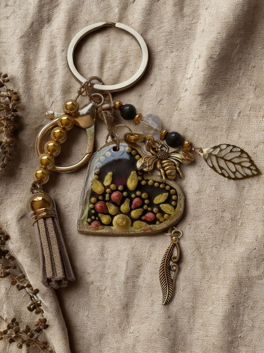 Chaveiro Coração Dourado Artesanal