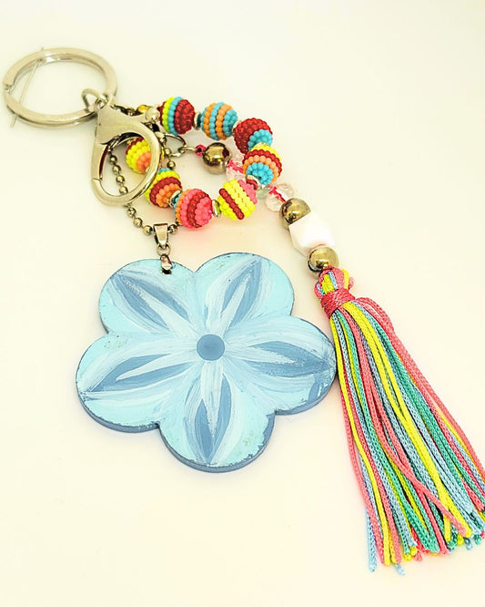Chaveiro Flor Azul Colorida – Arte Exclusiva