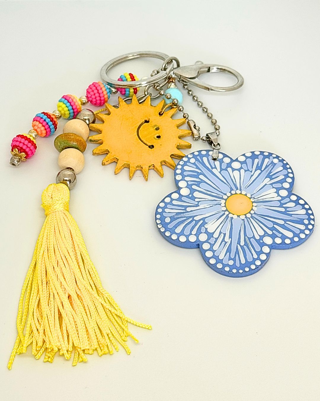 Chaveiro Flor Azul com Sol
