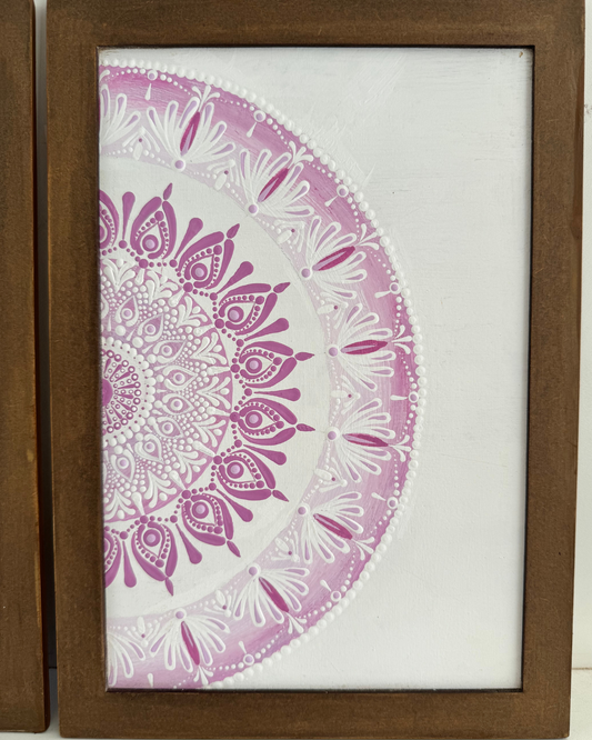 Duo de Quadros Mandala Rosa
